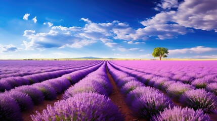 Image capturing the delicate beauty of a field of lavender in full bloom.