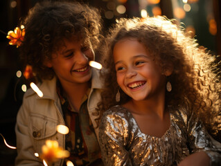 Two Egyptian siblings giggling together having a booming conversation as the light of laughter spills out of them.