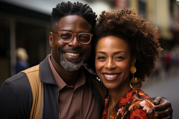 A black couple lovingly embrace their smiles growing wider and brighter simply by being in each other s arms.