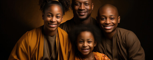 An African family immerses in a meditation of unity and peace warm smiles radiating from each individual as they are surrounded by