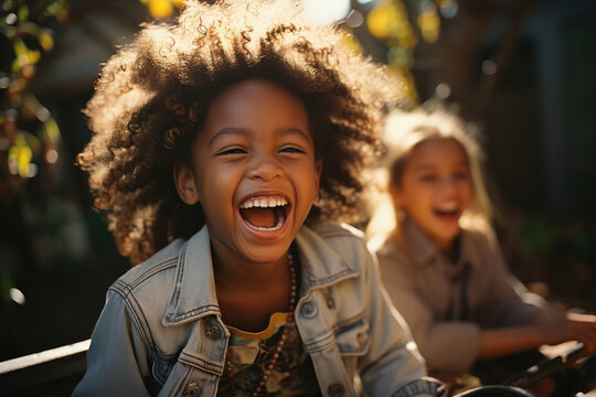 Two African American girls being goofy with one another their contagious laughs and smiles captivating everyone in their presence.