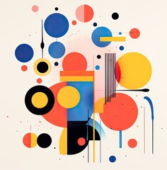 Obraz premium Risograph aesthetic of circles and straight lines