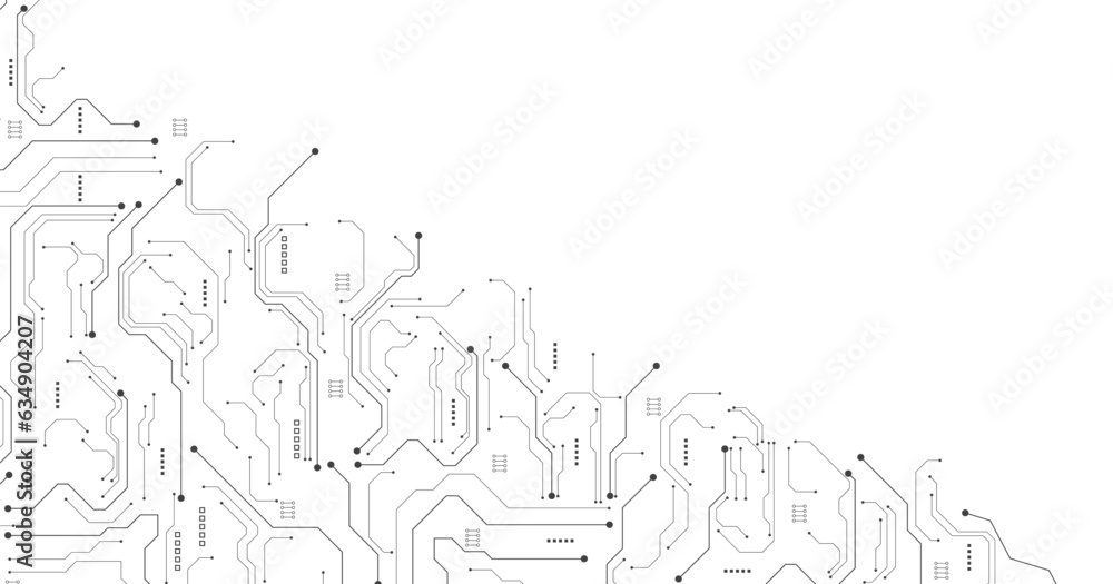 Aufkleber Gray circuit diagram on white background. High-tech circuit board connection system. Vector abstract technology on white background.