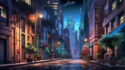 夜の街並み,Generative AI AI画像