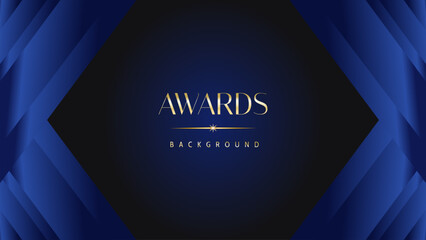 Dark blue golden royal awards graphics background. Lines growing elegant shine spark. Luxury premium corporate abstract design template.