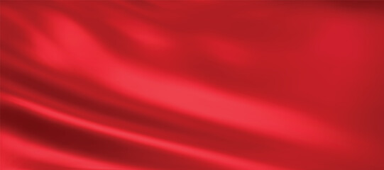 Close-up texture of red silk. Red fabric smooth texture surface background. Smooth elegant red silk in Sepia toned. Texture, background, pattern, template.
