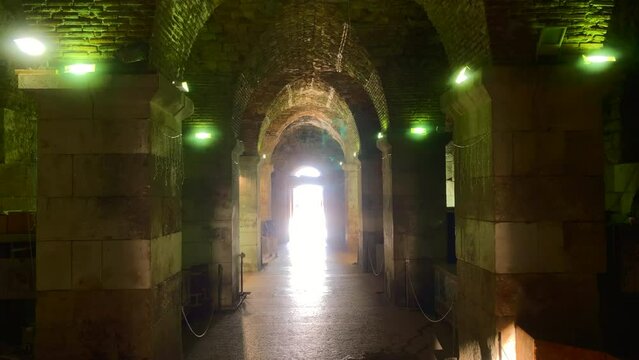 Cellars of Diocletian&rsquo;s Palace. Underground basements of Diocletian&rsquo;s Palace. Split, Croatia.