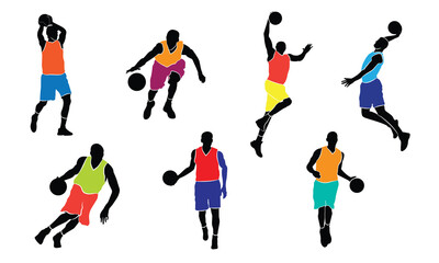 Fototapeta na wymiar basketball player silhouette vector illustration. Good for sport graphic resources.