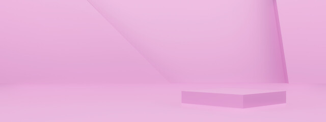 3D pink geometric podium. Pink background