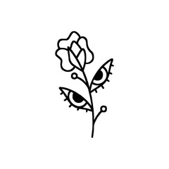 vector illustration of flower with eyes concept