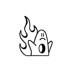 vector illustration of cute character with fire