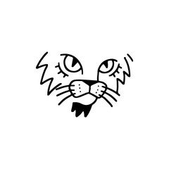 vector illustration of cute cat face doodle