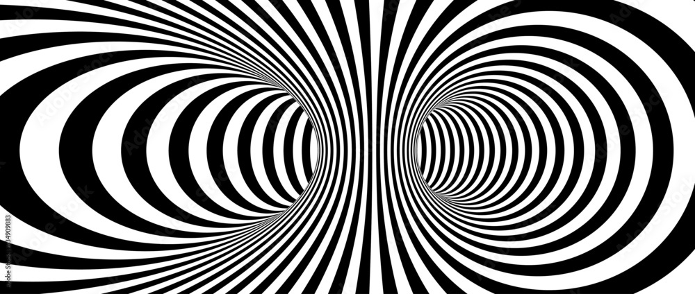 Aufkleber abstract hypnotic distorted lines background. black and white vertical tunnel wallpaper. psychedelic