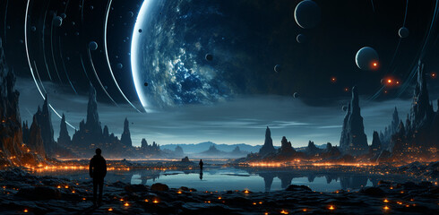 Dark Fantasy World on Planet Other than earth. Generative ai