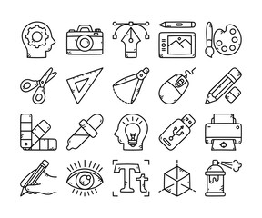 Set of Graphic Design Doodle Icons