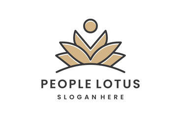 People Lotus logo line art icon in white backround