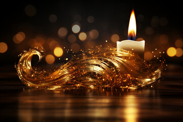 Abstract Elements Background with Lit Candle and Bokeh. Generative ai