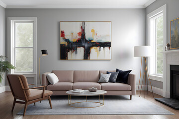 modern living room w/ painting