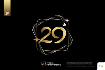 Gold number 29 logo icon design on black background, 29th birthday logo number, anniversary 29