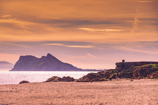 British Gibraltar rock on spanish coast.