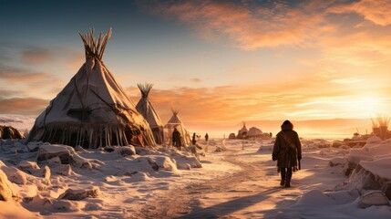 A Window to Inuit Heritage: Tupiq Tents, Snowy Scenery, and a Lifestyle Shaped by the Wilderness - Generative AI