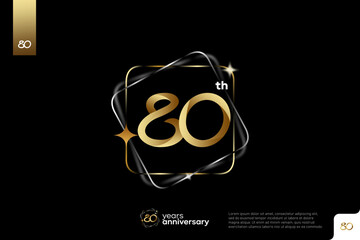 Gold number 80 logo icon design on black background, 80th birthday logo number, anniversary 80