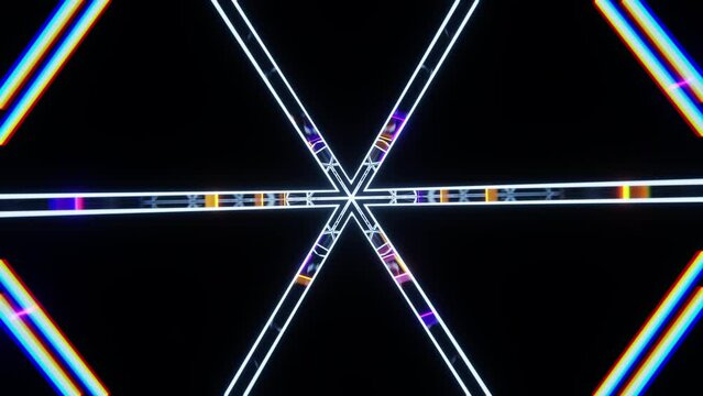 Abstract Sci-fi Futuristic Tunnel VJ Loop 80s club core retro light lines triangle