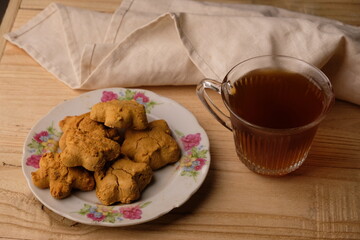 Kue Jahe Jadul, Star-shaped gingerbread cookies on a cooling rack. Pekalongan's typical ginger cake. Indonesian food. Cookies Jahe.