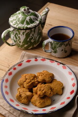 Kue Jahe Jadul, Star-shaped gingerbread cookies on a cooling rack. Pekalongan's typical ginger cake. Indonesian food. Cookies Jahe.