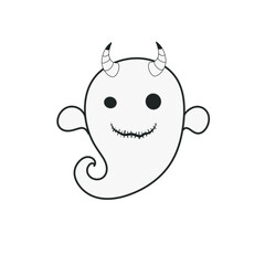 A cute ghost has horns on head for Halloween celebration.