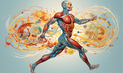 man power and human energy Anatomical Illustration of the Human Body - obrazy, fototapety, plakaty