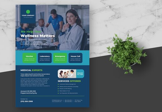 Blue Green Doctor Medical Service Flye