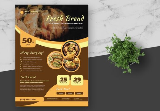 Brown Yellow Garlic Bread Store Promotion Flyer