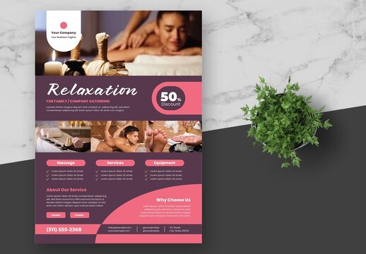 Pink Purple Beauty Massage Wellness Service Flyer