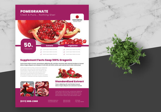 Red Purple Pomegranate Healthy Drink Flyer