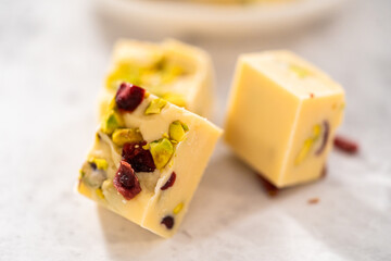Cranberry pistachio fudge