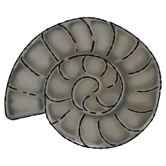 Ammonite fossil art cartoon drawing © mapichai