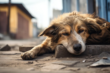 Homeless stray dogs in the slums