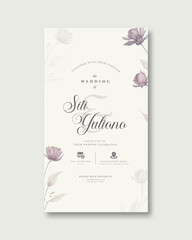 digital wedding invitation with watercolor flower illustration premium vector