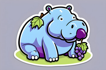 Obraz na płótnie Canvas hippo eating grapes. Generative AI