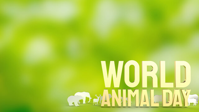 The animal plate and text for  World Animal Day concept 3d rendering