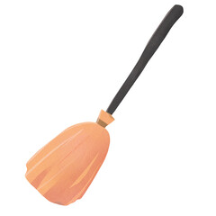 Halloween witch broom cute watercolor hand drawn textured illustration