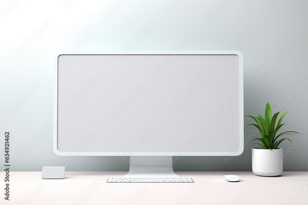 Poster minimal desktop, ample space for text and logo. concept of efficient technology and personalized bra