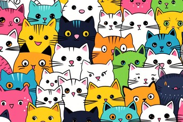 Cats seamless pattern wallpaper Generative AI.