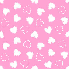 Seamless pattern with hand drawn hearts