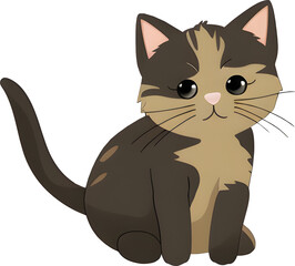 Cute kitten cat cartoon, PNG file no background