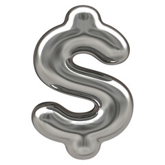Balloon Dollar Symbol Silver Render