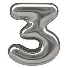 Balloon Number 3 Silver Render