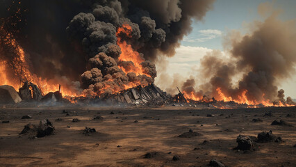 Burnt and barren-looking land