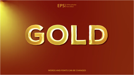 gold text effect full editable with shiny style vector illustration